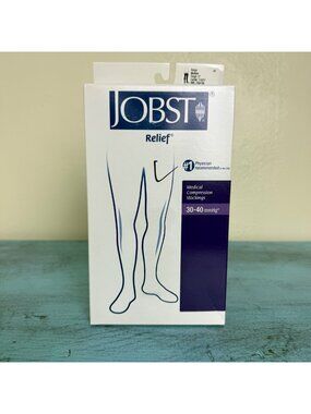 NIB Jobst Relief Medical Compression Stockings 30-40 MmHg Beige Thigh High Sz M